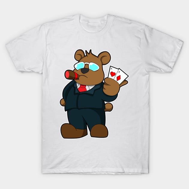 Bear at Poker with Cards T-Shirt by Markus Schnabel